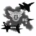 4 F16 jets missing man formation silhouet with "til valhall" as text tattoo design idea