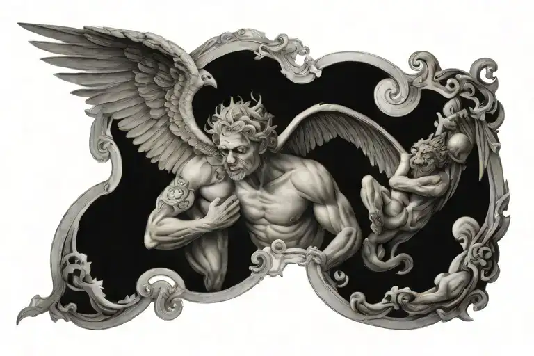 right or wrong morals heaven and hell  tattoo design idea