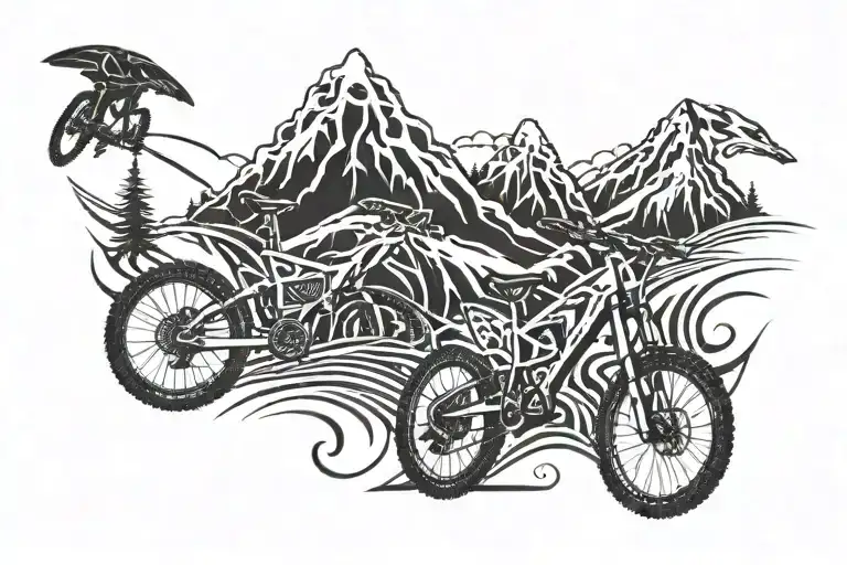 mtb mountain bike trail riding downhill  tattoo design idea