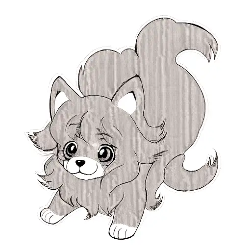 fuzzy dog on a cloud  tattoo design idea