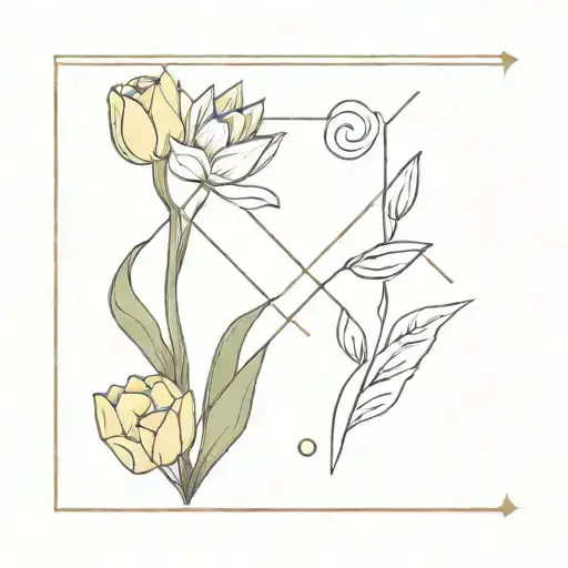 wave and Sagittarius arrow and tulips tattoo design idea