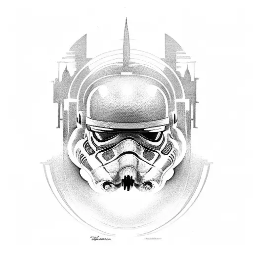 A StormTrooper helmet merged with the Eye of Sauron tattoo design idea