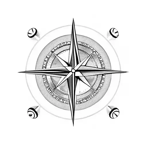 A blackwork design of a compass with the wife's initials, symbolizing the husband's guiding love and support tattoo design idea