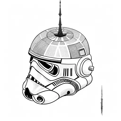A StormTrooper helmet merged with the Eye of Sauron tattoo design idea