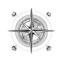 A blackwork design of a compass with the wife's initials, symbolizing the husband's guiding love and support tattoo design idea
