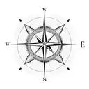 A blackwork design of a compass with the wife's initials, symbolizing the husband's guiding love and support tattoo design idea