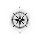 A blackwork design of a compass with the wife's initials, symbolizing the husband's guiding love and support tattoo design idea