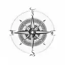 A blackwork design of a compass with the wife's initials, symbolizing the husband's guiding love and support tattoo design idea