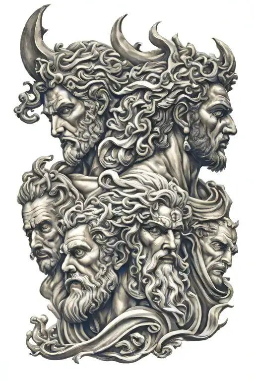 zeus y poseidon tattoo design idea