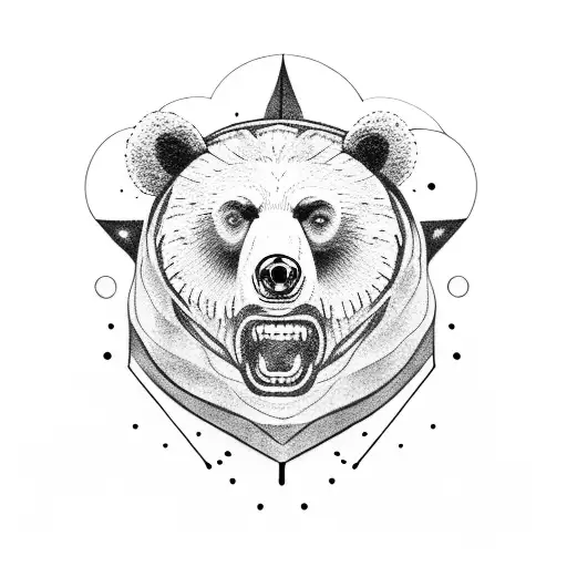 a bear with a big scare on eye tattoo design idea
