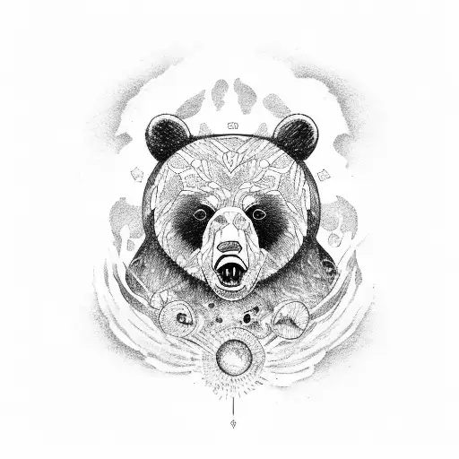 a bear with a big scarbon eye tattoo design idea