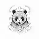 a bear with a big scarbon eye tattoo design idea
