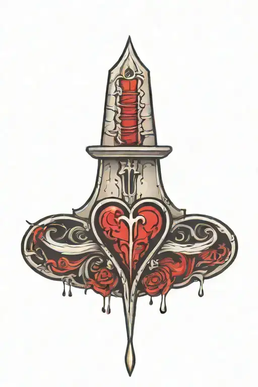 gothic heart stabbed with a dagger dripping blood  tattoo design idea