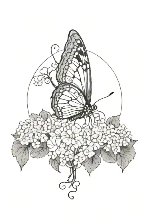 bleeding heart with hydrangeas growing tattoo design idea