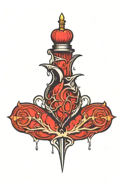 gothic heart stabbed with a dagger dripping blood  tattoo design idea