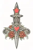 dagger with heart tattoo design idea