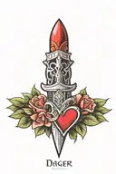 dagger with heart tattoo design idea