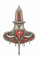 gothic heart stabbed with a dagger dripping blood  tattoo design idea