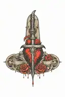 gothic heart stabbed with a dagger dripping blood  tattoo design idea