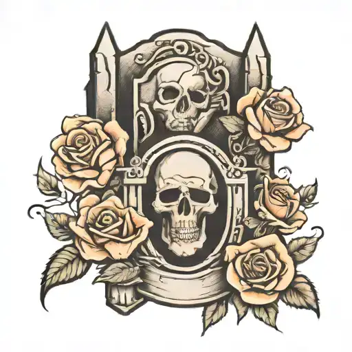 tombstones, roses   tattoo design idea