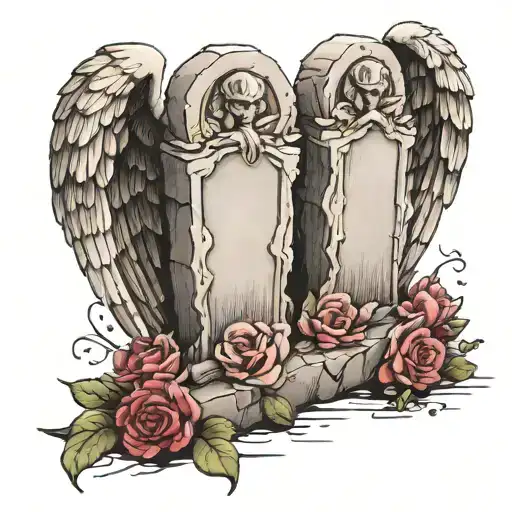 tombstones, angels   tattoo design idea