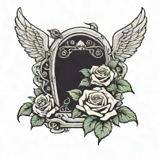 tombstones, angels roses   tattoo design idea