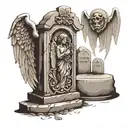 tombstones, angels   tattoo design idea