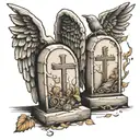 tombstones, angels   tattoo design idea