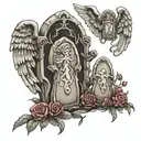 tombstones, angels   tattoo design idea