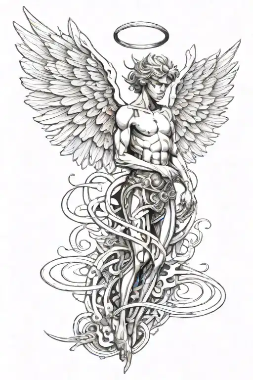 Angel looking tattoo design idea
