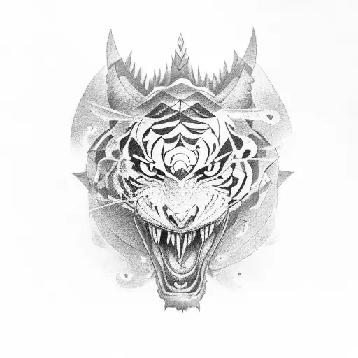 Dragon and tiger fighting tattoo design idea