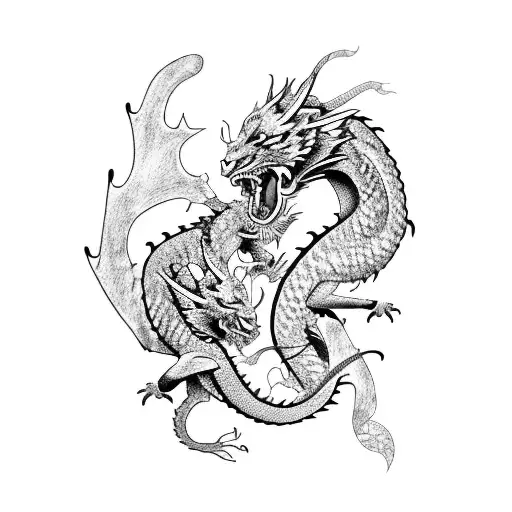 Dragon and tiger fighting tattoo design idea