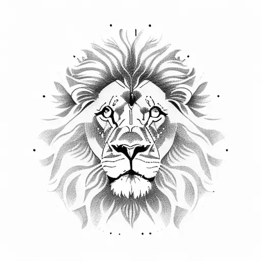 Clock with lion tattoo design idea