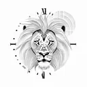 Clock with lion tattoo design idea