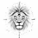 Clock with lion tattoo design idea