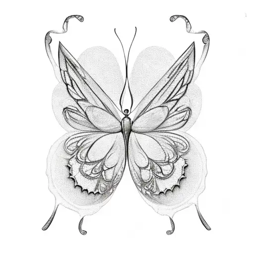butterfly wings with the number 11 6 4 9 8 as the butterfly body tattoo design idea