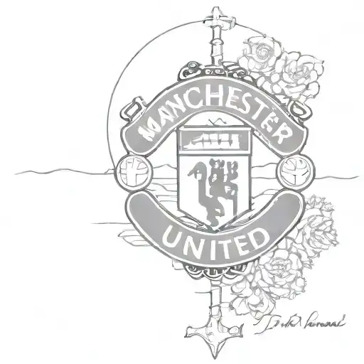 The Manchester United logo incorporated into the Camino de Santiago trail tattoo design idea