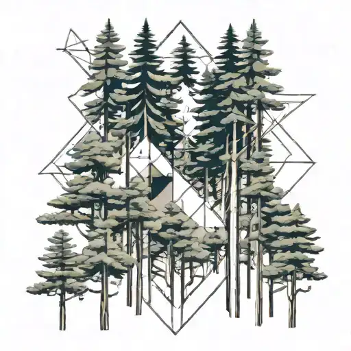 pine forest with kodamas tattoo design idea