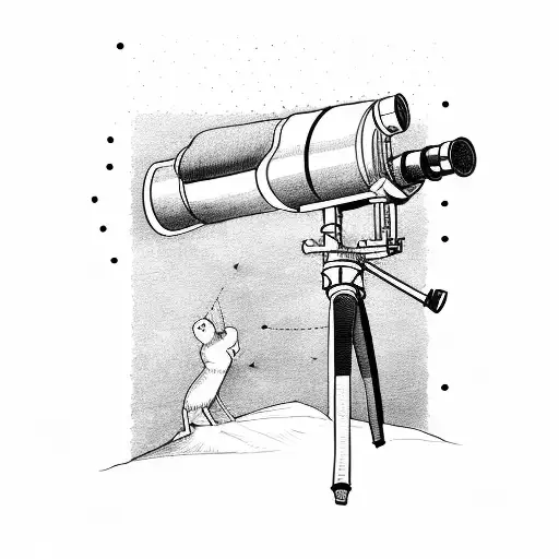 simple telescope on a stand  tattoo design idea