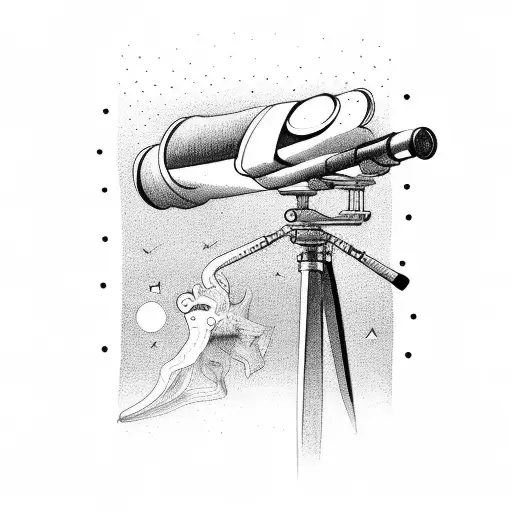 simple telescope on a stand  tattoo design idea
