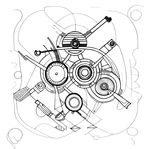 a fine line abstract telescope tattoo design idea