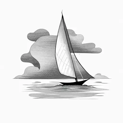 small sailboat sailing away in strong wind tattoo design idea