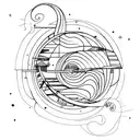 a fine line abstract telescope tattoo design idea
