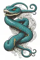 blue viper snake wrapped tattoo design idea