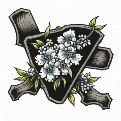 cross hatch with bluebonnets  tattoo design idea