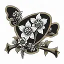 cross hatch with bluebonnets  tattoo design idea