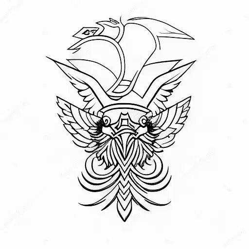A minimalist tattoo of a French cockerel and a Polish royal eagle facing each other tattoo design idea