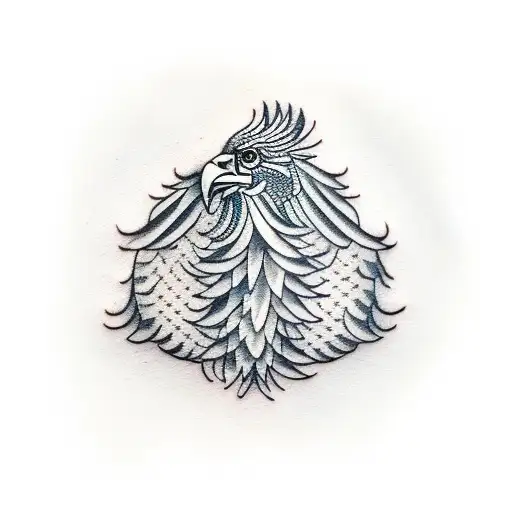 A minimalist tattoo of a French cockerel and a Polish royal eagle facing each other tattoo design idea