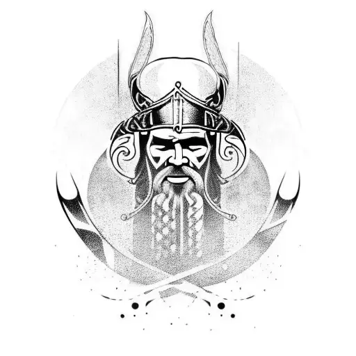 coroa estilo viking, com leão no centro com duas bordas tattoo design idea