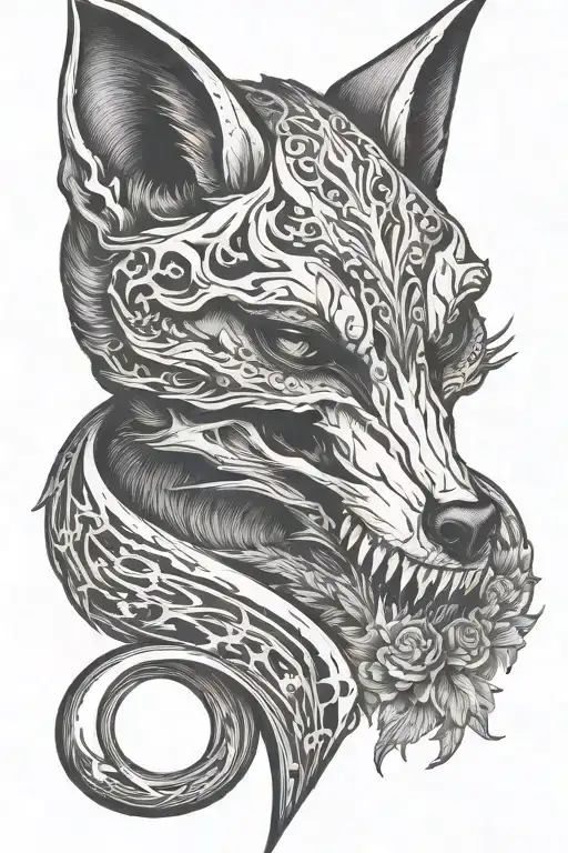 fox skull tattoo design idea